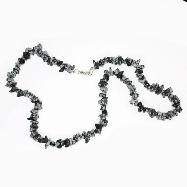 Snöflingeobsidian- halsband 45 cm